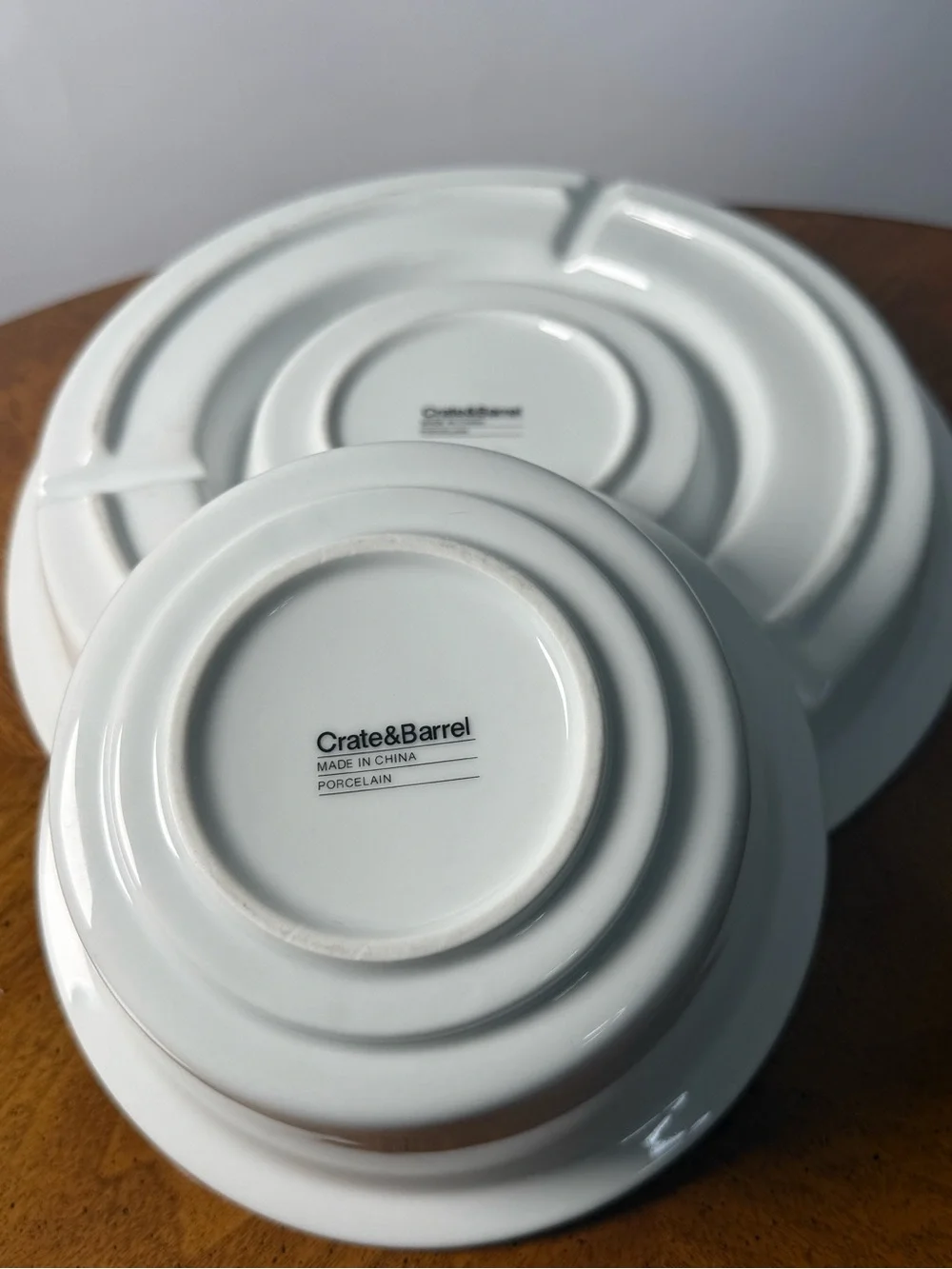 Crate & Barrel White Ceramic Sectioned Serving Platter - Home Dining